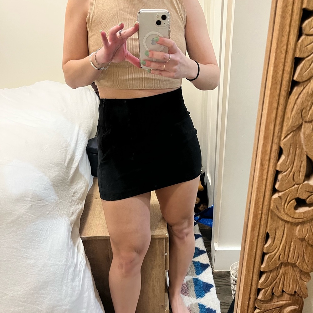 Glassons Black Tuxedo Mini Skirt